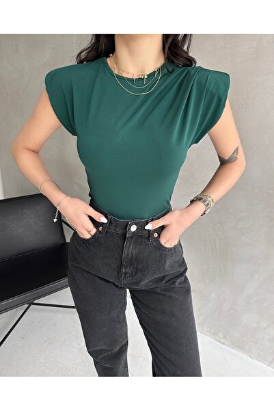 Fav Style Women's Crew Neck Padded Tank Top Emerald Green