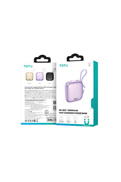 Totu PB-1013 1000mAh 22.5W Çıkışlı Hızlı Şarjlı Küçük Kendinden Kablolu Powerbank