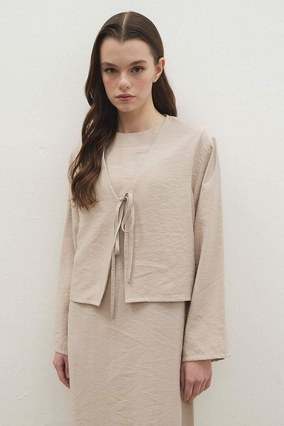 Hooopstore Beige Suit Lora Cardigan Dress