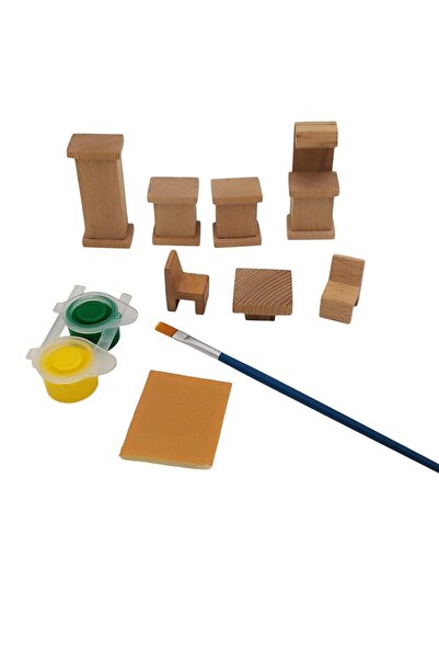 HOBBY HOUSE Minyatür Ahşap Boyama Mutfak Seti Boya Hediyeli