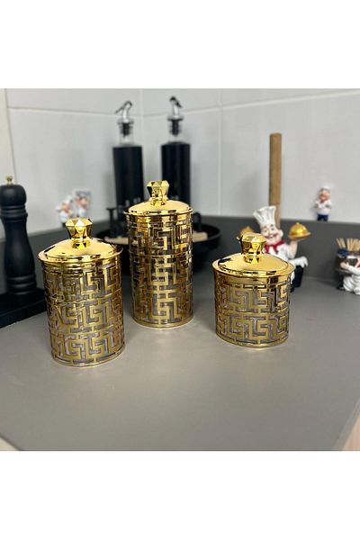Modern shop Set of three acrylic boxes in different sizes, gold color
