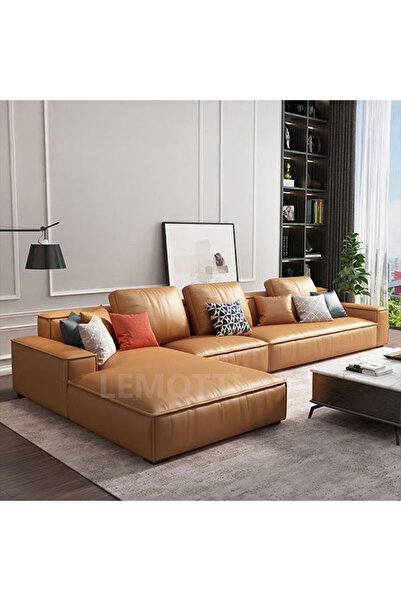 Limon Koltuk Diamente Hakiki Deri Köşe Koltuk Taba