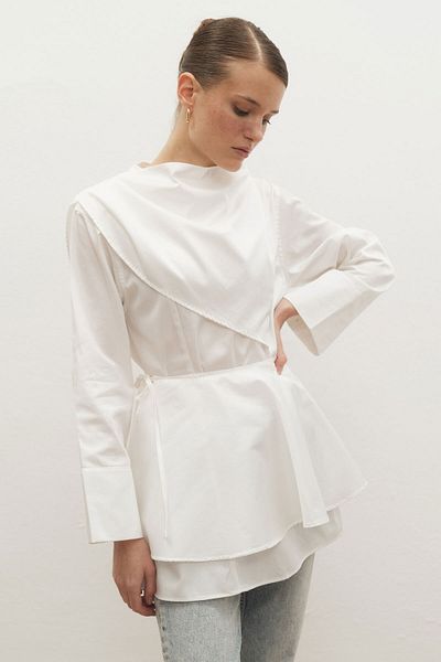 Hooopstore Love Cape Λεπτομερές εκρού πουκάμισο