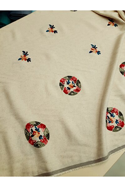 Safir Kumaş Hafif Tok Kip %100 Pamuk Keten Nakış İşlemeli 2 Metre