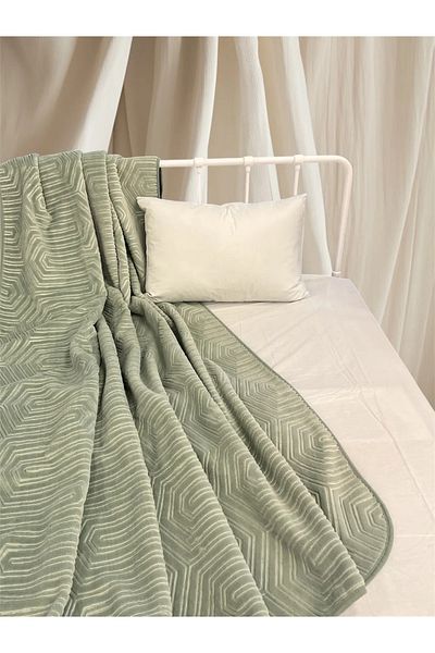 Özdilek Trendy Art Deco Light Green Single Blanket