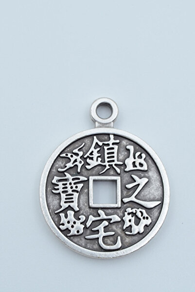 Bu Farklı Feng Shui Çin Şans Parası Gümüş Kaplama Kolye Ucu