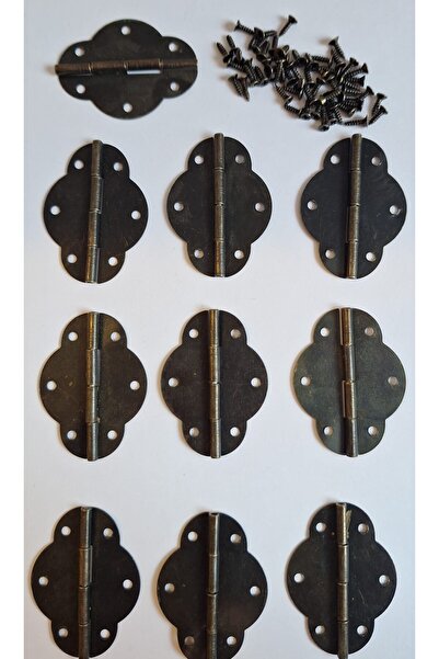 craftsy 10 ADET DEKORATİF KUTU MENTEŞESİ ANTİK RENKTE 34 * 46  6 DELİKLİ +  6...