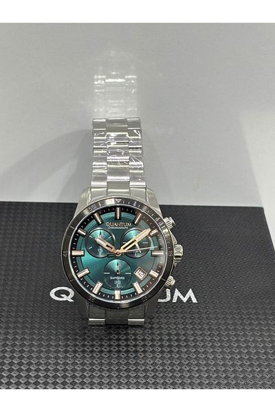 Quantum Petroleum Green Dial Saphire Povertech Special Series 100% Steel Chorograph İ 100 m 45 mm