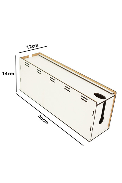 kutuTR Cable Box 40X12X14 cm Cable Socket Organizer Organizer White Disassembled