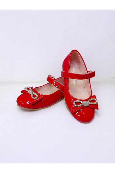 PATİK BEBE Girl's Red Patent Leather Orthopedic Stylish Ballerinas