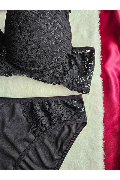 nesterinzar Women's Supported Padded Underwire (Wired) Lace Bra Set