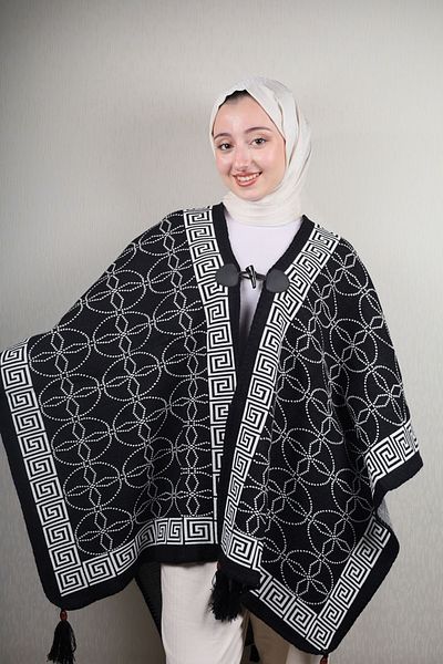 BAYSEM Πλεκτά Poncho - Μοτίβο-07 - Χρώμα-01