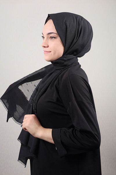 Minelli Exclusive Organized Tulle Shawl - Pattern-01 - Black