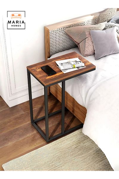 MARIA HOMES Elegant C-Shaped Marble Side Table - 60x48x30 cm | Stylish & Space-Saving Accent Table for Any Room