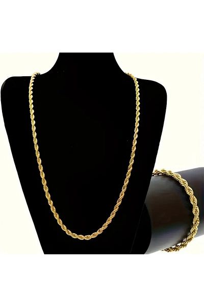 dukart Trendlover Gold Colored Twist Necklace & Bracelet Set