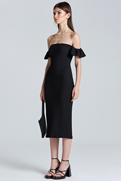 World Fashion Trends 2502 Rochie neagră cu guler Madonna