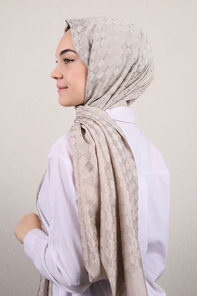 PİRAMİT Pyramid Self Patterned Monogram Shawl - Pattern-01 - Color-02
