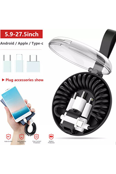 fulina كابل شحن USB قابل للسحب 3 في 1، محول شاحن سريع للغاية ومتعدد الاستخدامات لأجهزة iPhone وAndroid