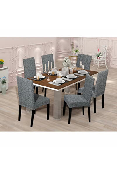 Evory Home 6 Pieces Pleated Ruffle Skirt Dining Chair Cover Stretch Removable...