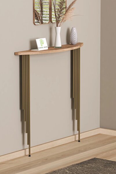 Pinhal Home Dresuar Petek Üstü Raf Yarım Ay Atlantik Çam Gold Ayak 100*18cm (80cm Altı Petekler İçin