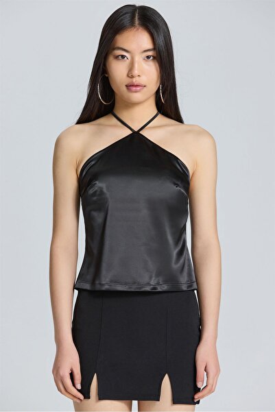 World Fashion Trends 2522 Sırtı Çapraz Saten Bluz