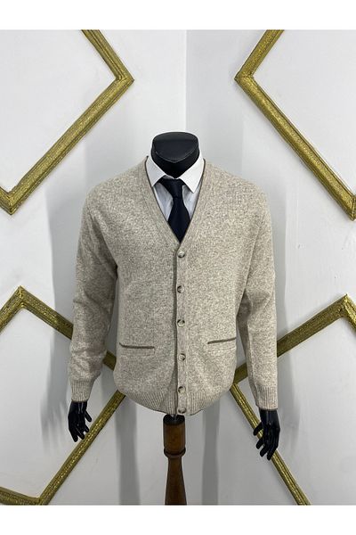 Sadık Collection Fire Knitwear Ανδρική Ζακέτα με λεπτομέρεια τσέπης με λαιμόκοψη V 6520