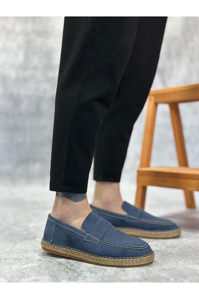 BPM Piele naturală pulbere fără șireturi cauciuc lucrat manual talpă espadrille culoare albastră pantofi bărbați