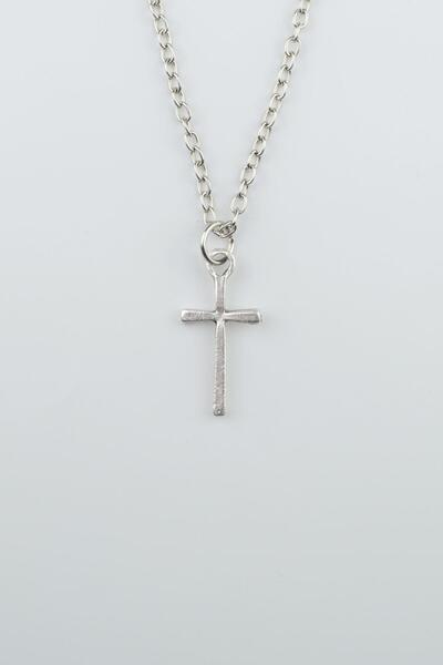 Bu Farklı Minimal Haç Gümüş Kaplama Düz Zincir Kolye