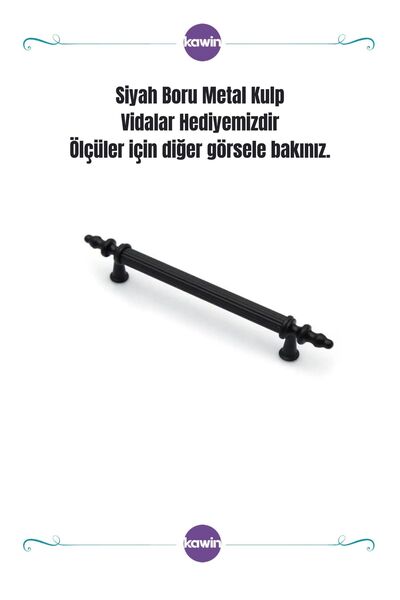 Kawin Mâner țeavă neagră 160 mm cu șurub metalic - dulap, comodă, unitate, noptieră, bucătărie, mâner dulap 16 cm