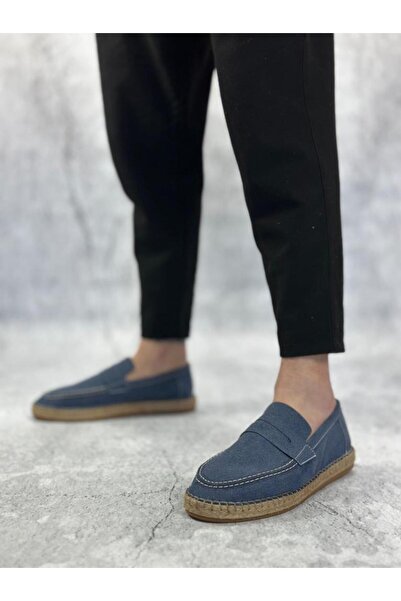 BPM Piele naturală pulbere fără șireturi cauciuc lucrat manual talpă espadrille culoare albastră pantofi bărbați