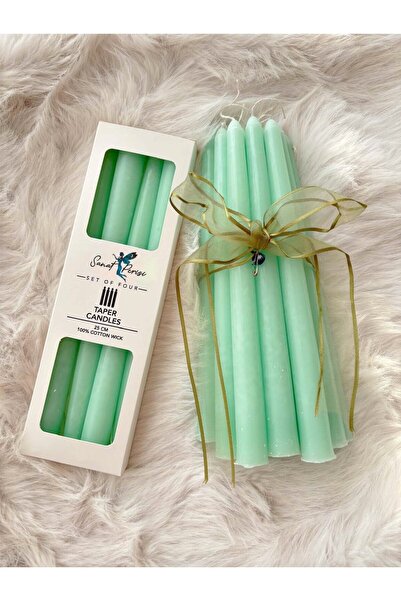 sanat perisi Pastel Renk Konik Şamdan Mum - 4' Lü Set