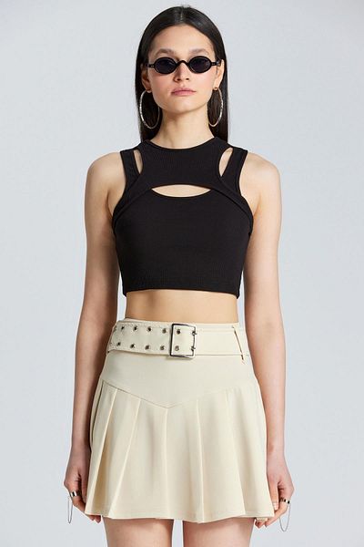 World Fashion Trends 2449 Μπεζ φούστα με ζώνη