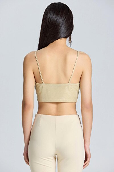 World Fashion Trends 2591 Strappy Gold Shiny Crop