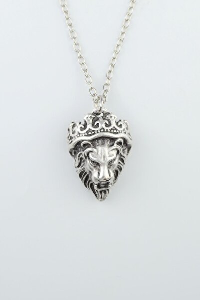 Bu Farklı Aslan Kral Kafası - Taçlı Erkek Kadın Zincir Kolye - Gümüş Kaplama ...