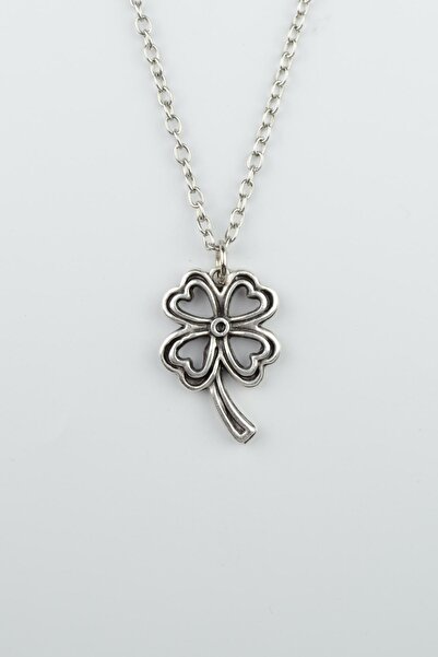 Bu Farklı Dört Yapraklı Yonca Gümüş Kaplama Düz Zincir Kolye