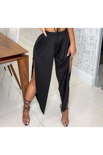 Rosy Live in style Black Shalwar Cut Side Slit Bustier Front Lace Up Set
