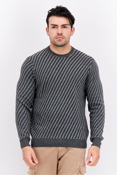 Perry Ellis Men Crew Neck Knitted Sweater, Grey
