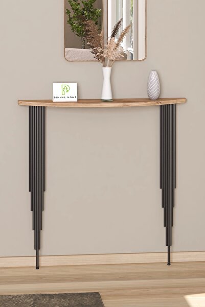 Pinhal Home Dresuar Petek Üstü Raf Yarım Ay Atlantik Çam Siyah Ayak 100*18cm ...