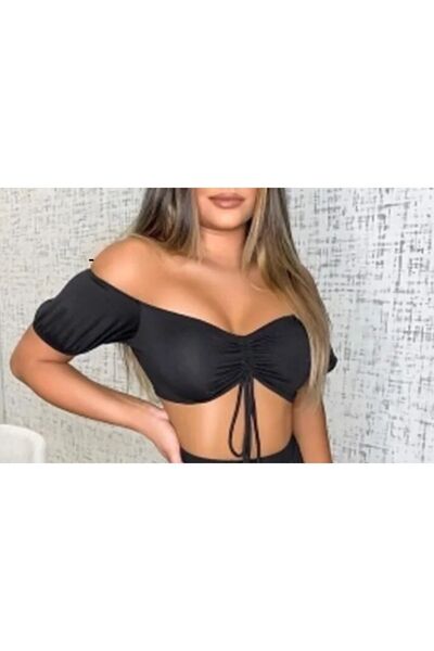 Rosy Live in style Black Shalwar Cut Side Slit Bustier Front Lace Up Set