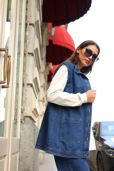 Camelya Fashion كاميليا الدنيم سترة الحجاب مجموعة ثلاثية