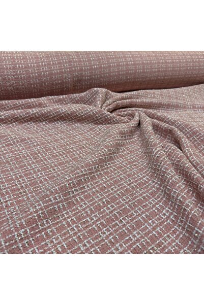 Yaren Ülker Tüvit Şanel Kumaş Çift En Simli Kışlık & Mevsimlik %100 Pamuk Dokuma Pembe