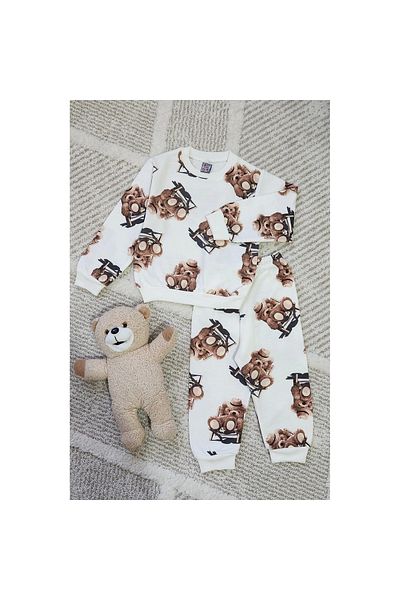 KZY STORE Boy 2-5 Years Sitting Bear Printed Hooded Suit