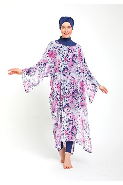 SEBOTEKS Patterned Chiffon Poncho 3785
