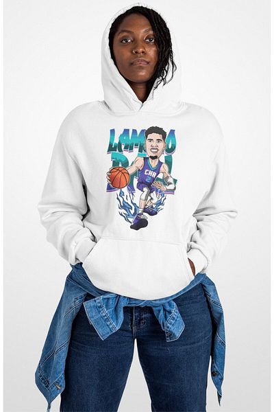 Fuddy Moda Unisex Lamelo Ball Printed Hooded Sweatshirt, Oversize Basketball Themed Hoodie