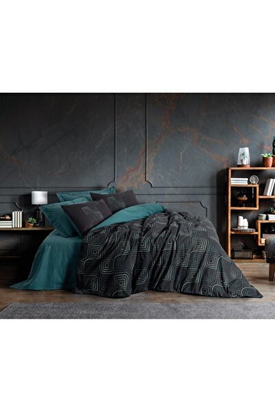 Cotton Box Set de husă de pilotă individuală închisă la culoare Noche Petrol ...