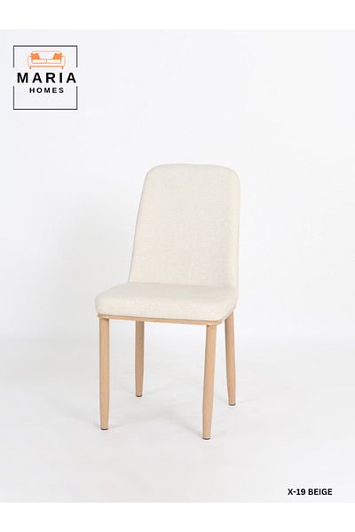 MARIA HOMES Modern Upholstered Dining Chair – Comfortable Fabric Seat & Wooden Legs