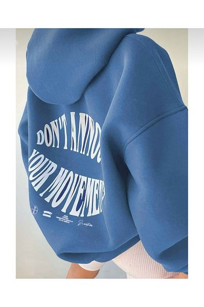 BLYDE LAYY Women's 3 Thread Hoodie Sweatshirt - Indigo Blue