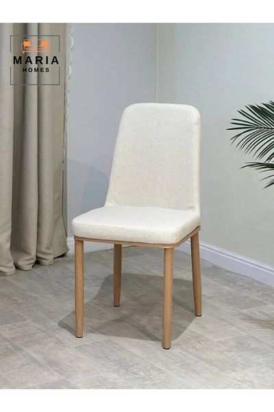MARIA HOMES Modern Upholstered Dining Chair – Comfortable Fabric Seat & Wooden Legs