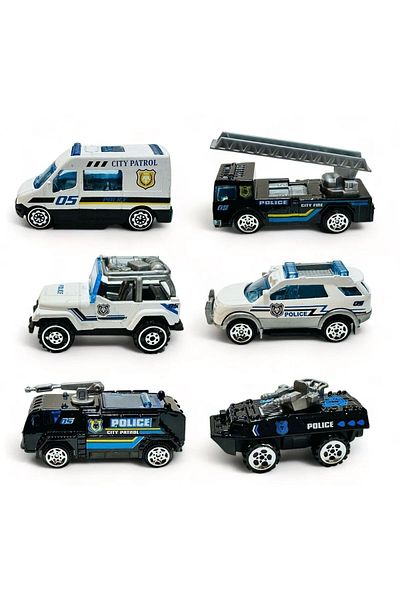 FEN TOYS لعبة سيارات شرطة سحب النار تاكسي 5 قطع معًا
