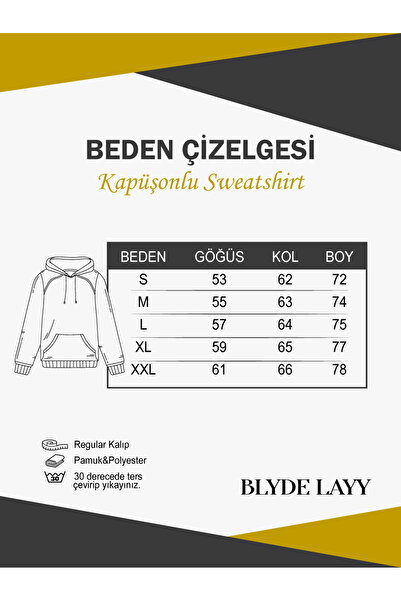 BLYDE LAYY Kadın 3 İplik Dont Hoodie Sweatshirt İndigo Mavi